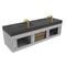 Castello Usa Thames 60-inch Gray Vanity Set with Black Top and Gold Handles CB-MC-60G-GLD-20146-BL - alternate 3